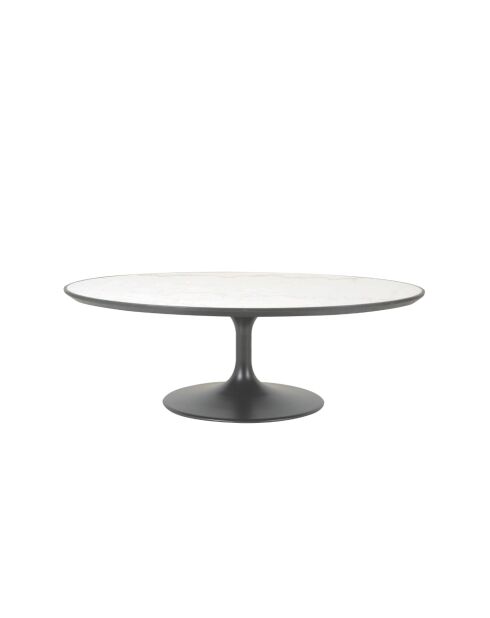 Table basse Tulipe marbre blanc et chêne - 130 x 80 x 44 cm