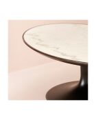 Table basse Tulipe marbre blanc et chêne - 130 x 80 x 44 cm