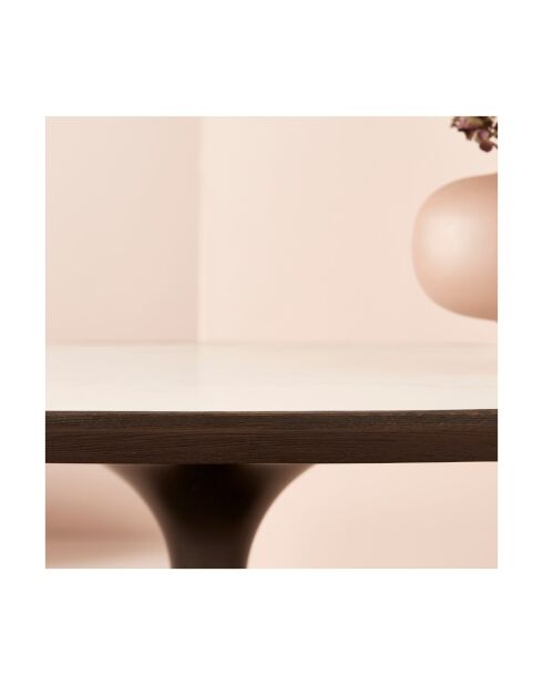 Table basse Tulipe marbre blanc et chêne - 130 x 80 x 44 cm