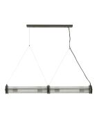 Lustre tube double en métal couleur gris et verre - 120 x 12 x 120 cm