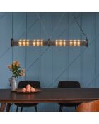 Lustre tube double en métal couleur gris et verre - 120 x 12 x 120 cm