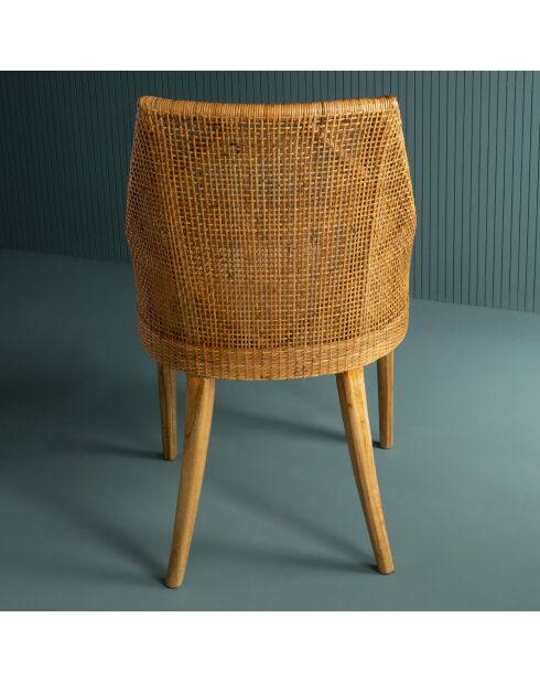 Chaise en rotin avec assise amovible en tissu Julie - 56 x 58 x 88 cm