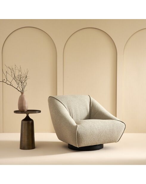 Fauteuil pivotant couleur lin Henry - 91 x 88 x 67 cm