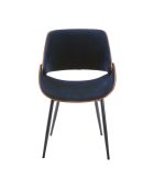 Chaise finition noyer avec assise en velours bleu Mannix - 56 x 54 x 78 cm