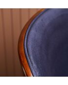 Chaise finition noyer avec assise en velours bleu Mannix - 56 x 54 x 78 cm