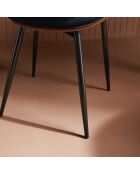 Chaise finition noyer avec assise en velours bleu Mannix - 56 x 54 x 78 cm