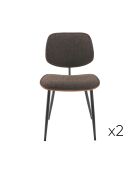 Lot de 2 chaises en tissu gris piètement en métal Olympia - 46 x 45 x 77 cm