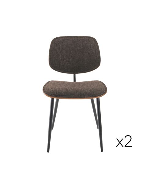 Lot de 2 chaises en tissu gris piètement en métal Olympia - 46 x 45 x 77 cm