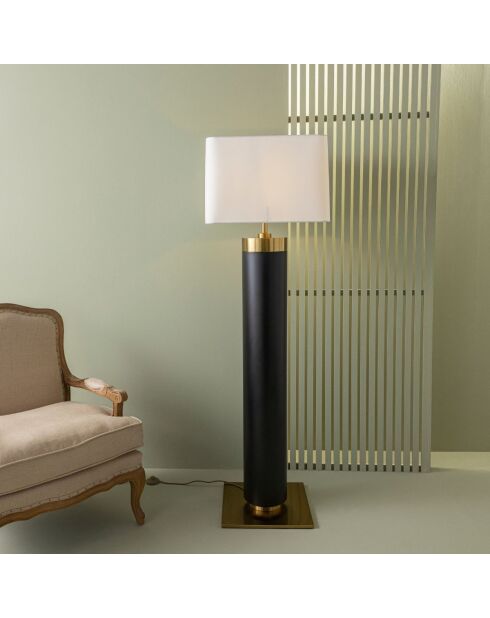 Lampe sur pied en métal noir et finition laiton doré Vendome - 50 x 50 x 165 cm