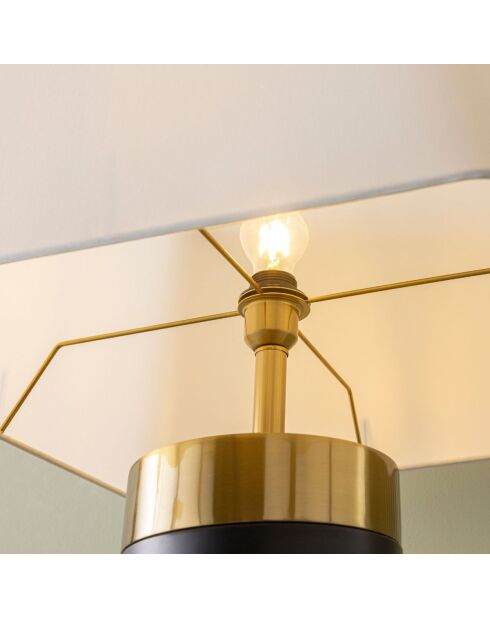 Lampe sur pied en métal noir et finition laiton doré Vendome - 50 x 50 x 165 cm