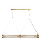 Lustre tube double en métal couleur laiton et verre - 120 x 12 x 120 cm