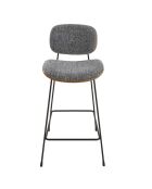 Chaise de comptoir en tissu gris Olympia - 48,5 x 51 x 94,5 cm