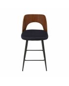 Chaise de comptoir en velours bleu Austin - 45 x 47 x 90 cm
