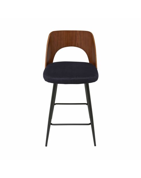 Chaise de comptoir en velours bleu Austin - 45 x 47 x 90 cm