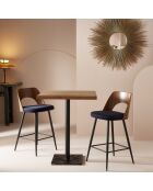 Chaise de comptoir en velours bleu Austin - 45 x 47 x 90 cm
