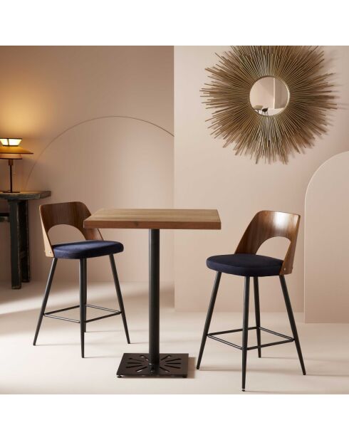 Chaise de comptoir en velours bleu Austin - 45 x 47 x 90 cm