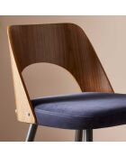 Chaise de comptoir en velours bleu Austin - 45 x 47 x 90 cm