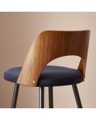 Chaise de comptoir en velours bleu Austin - 45 x 47 x 90 cm