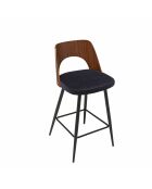 Chaise de comptoir en velours bleu Austin - 45 x 47 x 90 cm