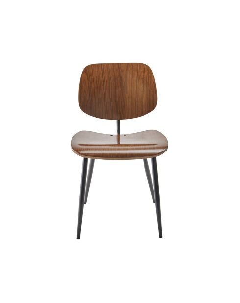 Lot de 2 chaises finition noyer piètement en métal Olympia - 46 x 45 x 77 cm