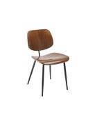 Lot de 2 chaises finition noyer piètement en métal Olympia - 46 x 45 x 77 cm
