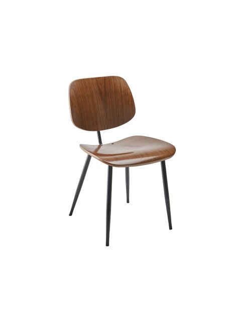 Lot de 2 chaises finition noyer piètement en métal Olympia - 46 x 45 x 77 cm