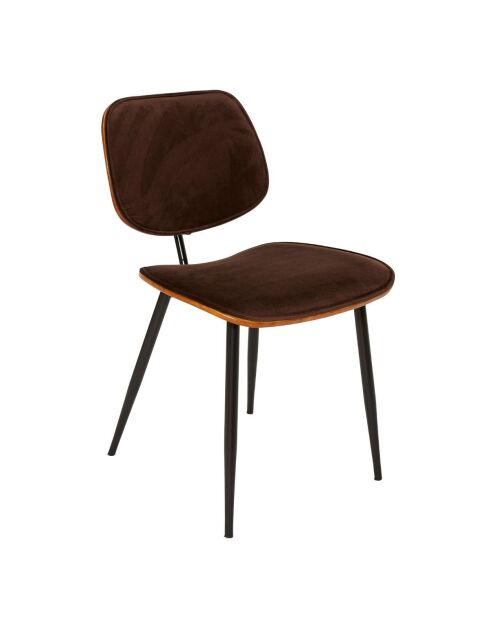 Lot de 6 chaises en velours marron piètement en métal Olympia - 46 x 45 x 77 cm
