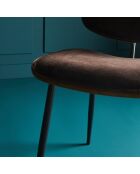 Lot de 6 chaises en velours marron piètement en métal Olympia - 46 x 45 x 77 cm