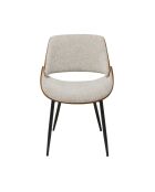 Chaise finition noyer avec assise en tissu beige Mannix - 56 x 54 x 78 cm
