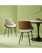 Chaise finition noyer avec assise en tissu beige Mannix - 56 x 54 x 78 cm