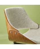 Chaise finition noyer avec assise en tissu beige Mannix - 56 x 54 x 78 cm