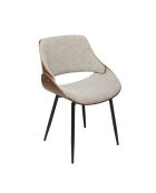 Chaise finition noyer avec assise en tissu beige Mannix - 56 x 54 x 78 cm