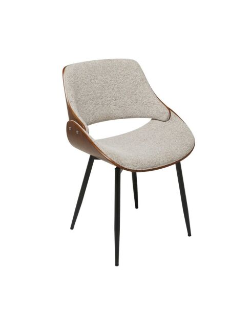Chaise finition noyer avec assise en tissu beige Mannix - 56 x 54 x 78 cm