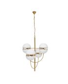 Lustre en métal doré avec globes en opaline Montparnasse - 76 x 76 x 100 cm
