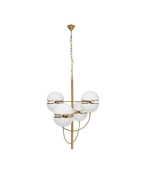 Lustre en métal doré avec globes en opaline Montparnasse - 76 x 76 x 100 cm