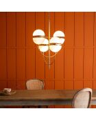 Lustre en métal doré avec globes en opaline Montparnasse - 76 x 76 x 100 cm