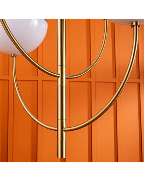 Lustre en métal doré avec globes en opaline Montparnasse - 76 x 76 x 100 cm