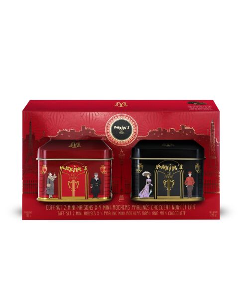 Etui 2 mini maisons métal 8 rochers assortis