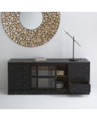 Buffet en bois massif et verre Amsterdam - 200 x 50 x 80 cm