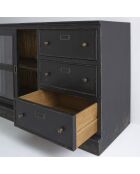 Buffet en bois massif et verre Amsterdam - 200 x 50 x 80 cm