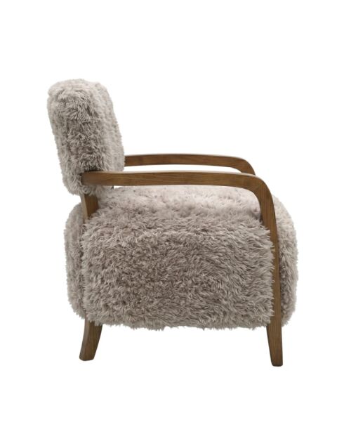 Fauteuil en tissu beige façon fourrure Gengis - 71 x 75 x 78 cm