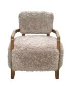 Fauteuil en tissu beige façon fourrure Gengis - 71 x 75 x 78 cm