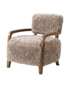 Fauteuil en tissu beige façon fourrure Gengis - 71 x 75 x 78 cm