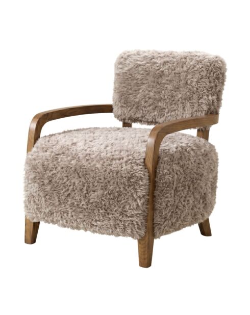 Fauteuil en tissu beige façon fourrure Gengis - 71 x 75 x 78 cm