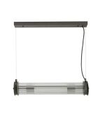 Lustre tube simple en métal galvanisé couleur gris et verre - 60 x 12 x 120 cm
