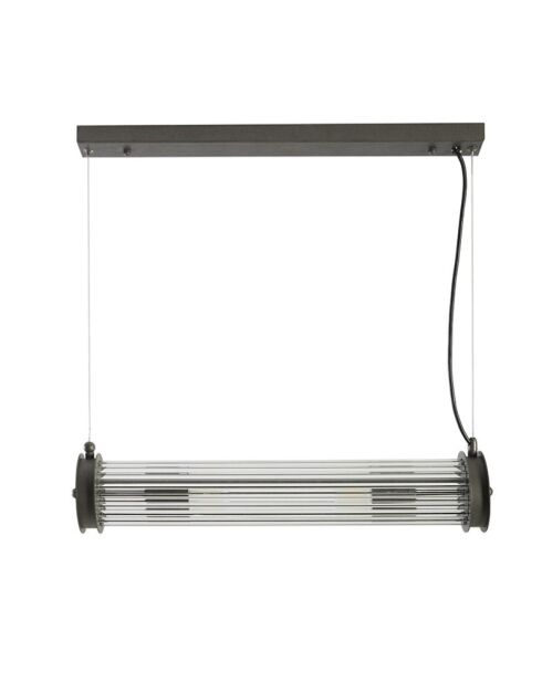 Lustre tube simple en métal galvanisé couleur gris et verre - 60 x 12 x 120 cm