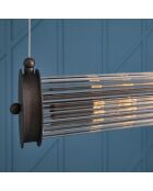 Lustre tube simple en métal galvanisé couleur gris et verre - 60 x 12 x 120 cm