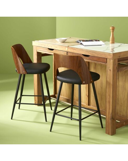 Chaise de comptoir Austin noir - 45 x 47 x 90 cm