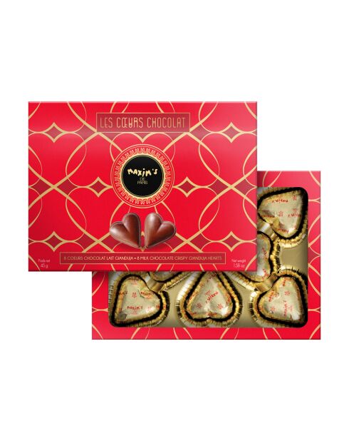 Étui 8 coeurs en chocolat lait praliné