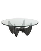 Table basse ronde en chêne massif noir avec plateau en verre Harper - 100 x 100 x 35 cm